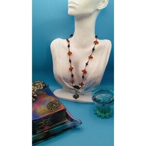 Vintage Baltic Amber Beaded Sterling Silver Necklace Unique 20"